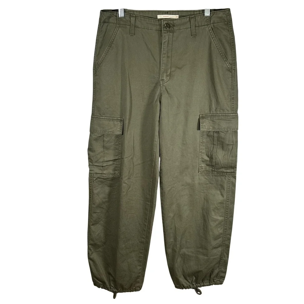 Levis 94 Baggy Cargo Pants Olive Green Cotton Utility Trousers 30x30 New